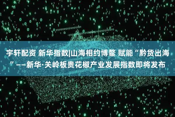 宇轩配资 新华指数|山海相约博鳌 赋能“黔货出海”——新华·关岭板贵花椒产业发展指数即将发布